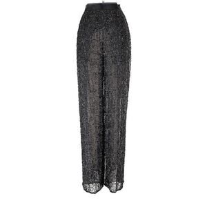 emanuel ungaro 100% Silk Fully Beaded High Rise Wide Leg Sheer Pants 8